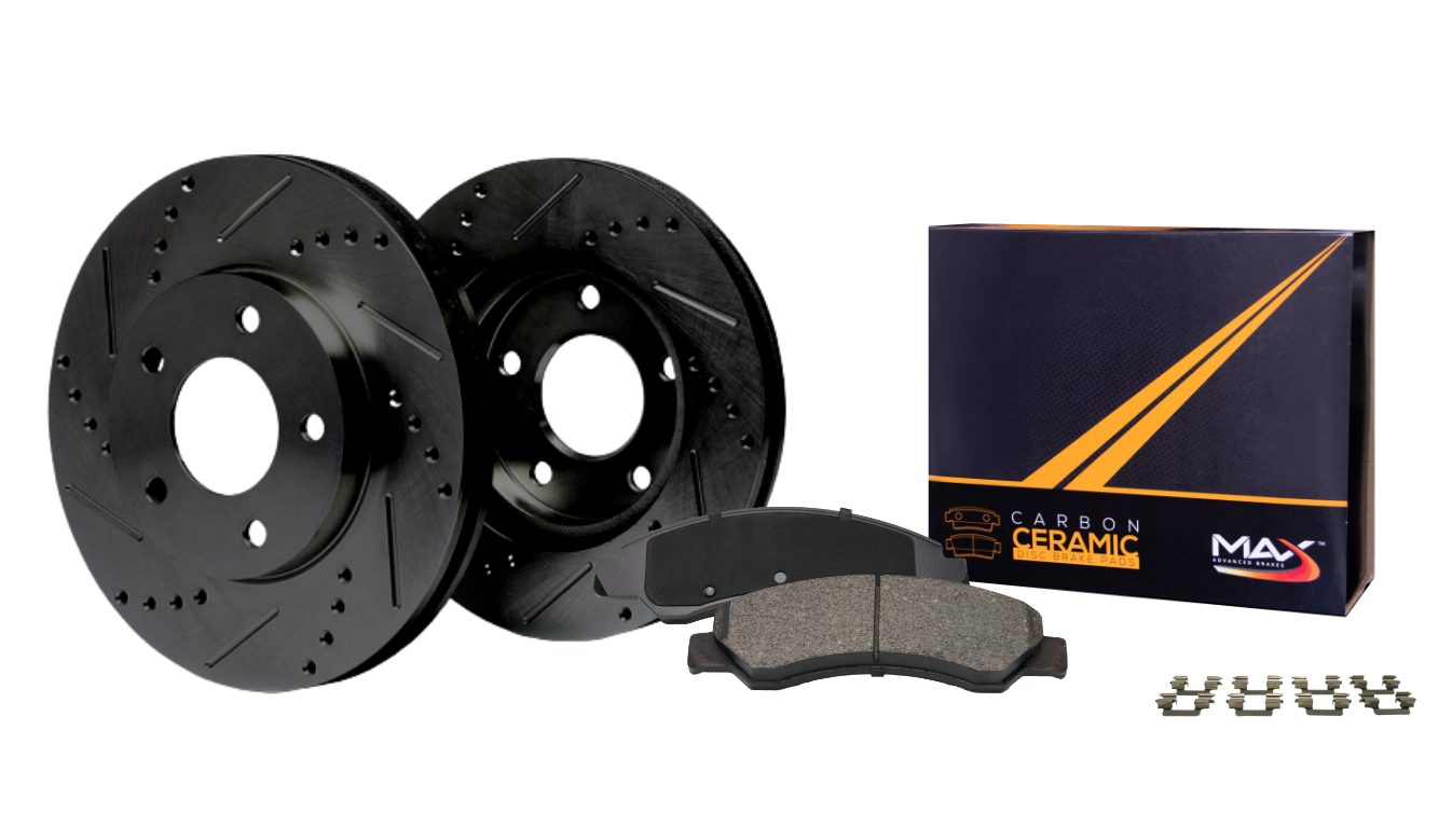 Detroit Axle Front Drilled & Slotted Brake Rotors For 2001-2007 Ford Escape, Mazda Tribute, Mercury Mariner