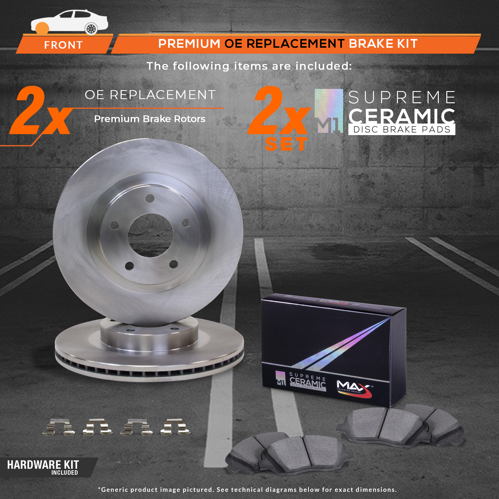 Max Brakes Front Premium OE Rotors and M1 Supreme Pads Brake Kit KM0659411 Fashion products