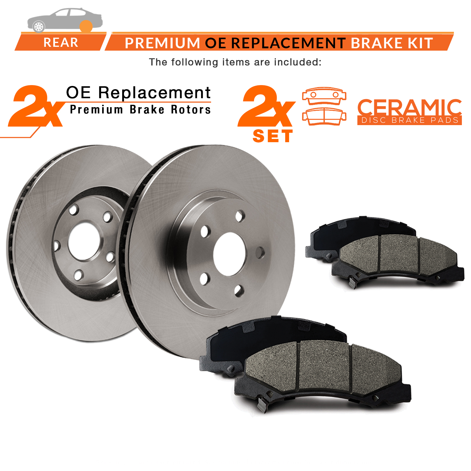 Rear Max Brakes Premium OE Rotors with Carbon Ceramic Pads KT019442 