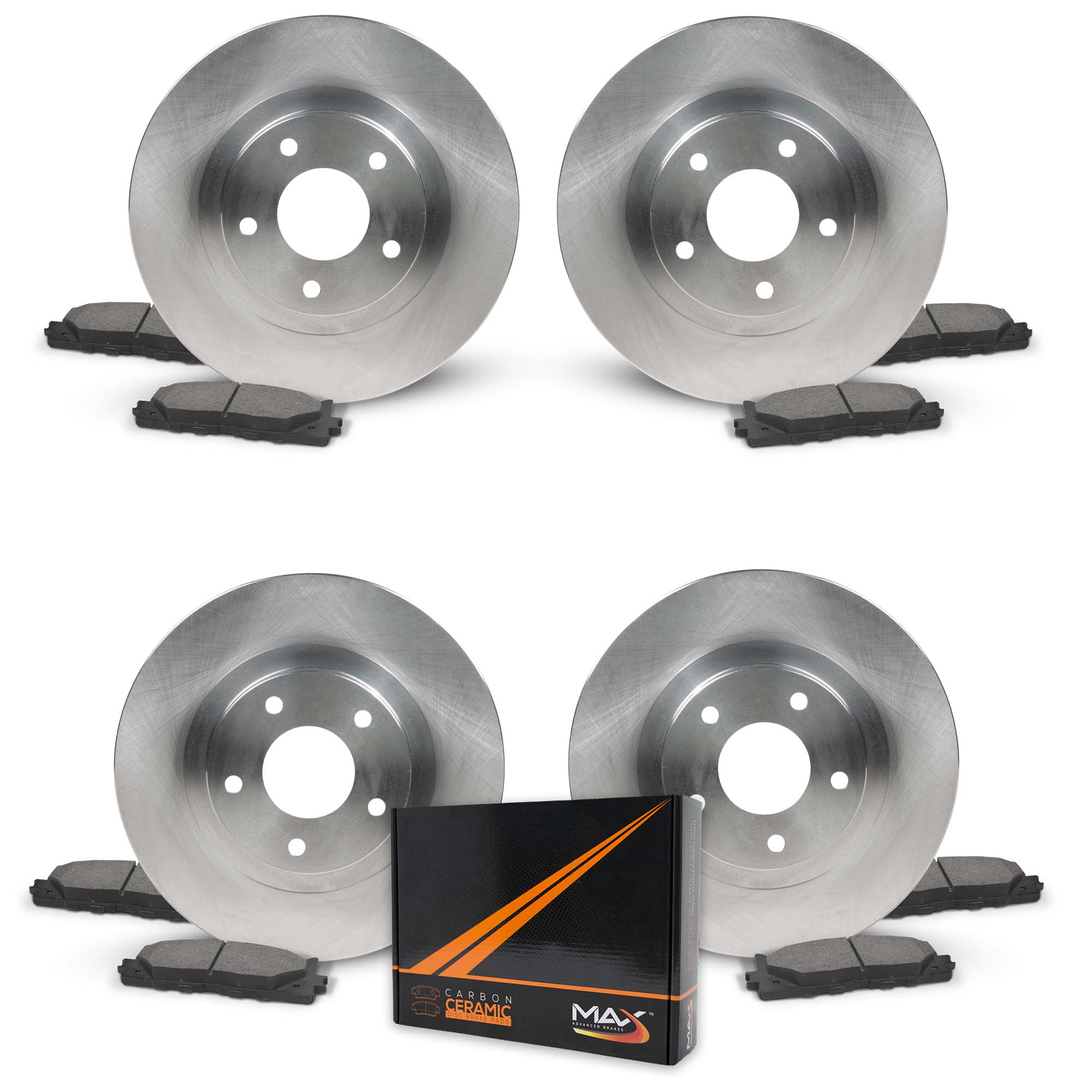Max Advanced Brakes Premium OE Eqp) F+R Rotors w/Cer'mc Brake Pads